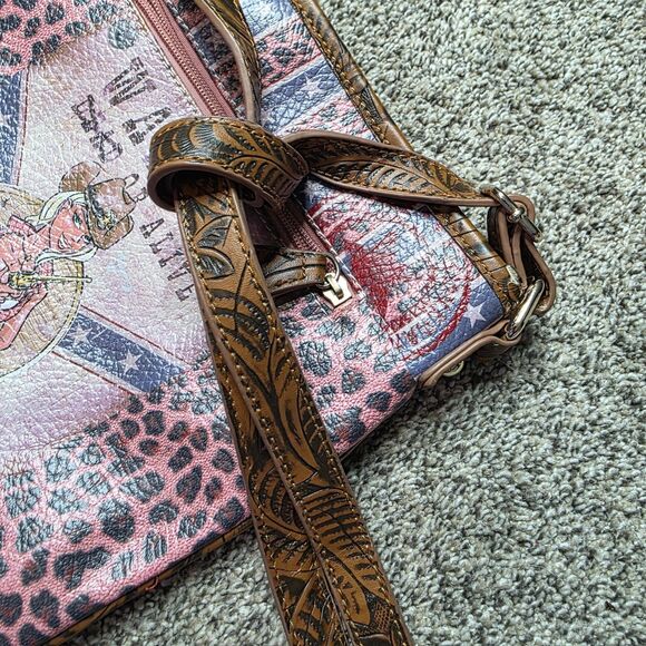 Cowgirl Wanted Rhinestone Shoulder Bag Crossbody Purse Animal Print Western - Picture 8 of 13